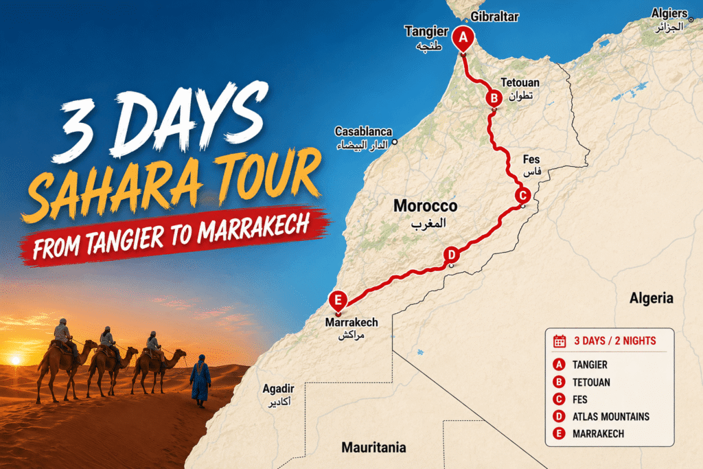 3 Days Sahara Desert Tour from Tangier to Marrakech