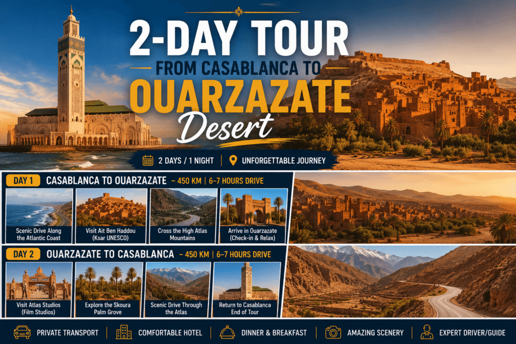 2-Day Tour from Casablanca to Ouarzazate Desert